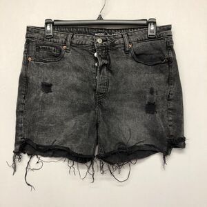 Old Navy Women High Rise O.G Straight Black Denim Jean Shorts Size 16 B274 -30